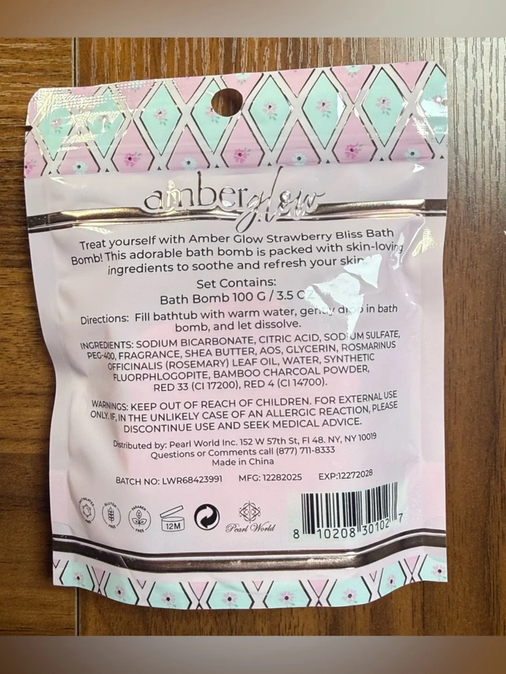 Strawberry Bath Bomb Pack of‎ 3 Amber Glow Spa Set New